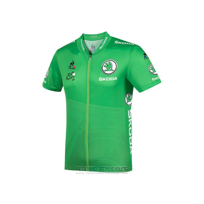 2021 Fahrradbekleidung Tour de France Grun Trikot Kurzarm und Tragerhose